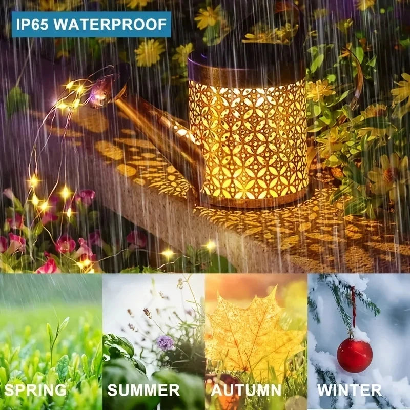 Lanterna Solare Retrò ad Annaffiatoio – L’effetto luminoso decorativo che rende magico ogni giardino