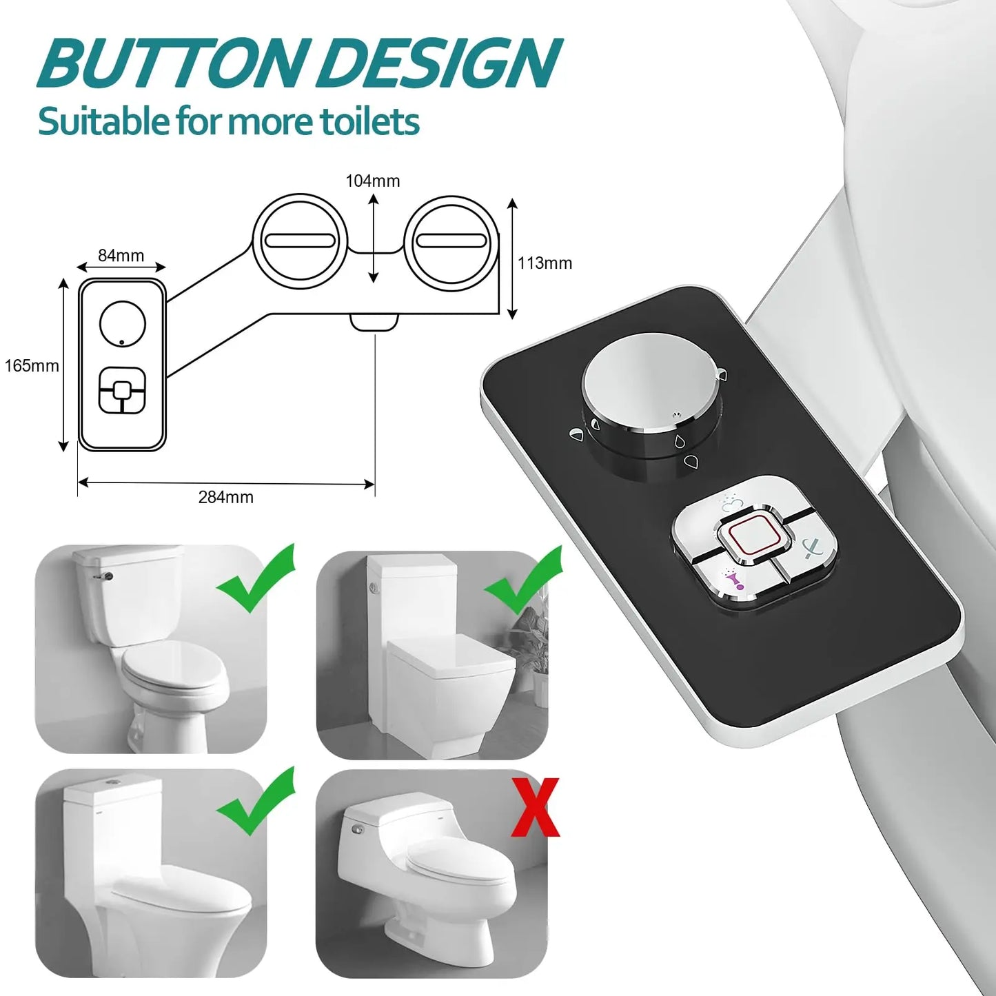 Bidet da sedile ultra-sottile non elettrico – Lavaggio frontale e posteriore per igiene personale