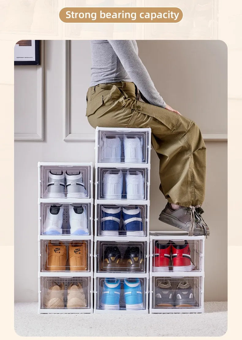 Scatola porta-scarpe trasparente pieghevole 6 livelli