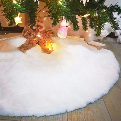 Gonna per albero di Natale in peluche bianco soffice