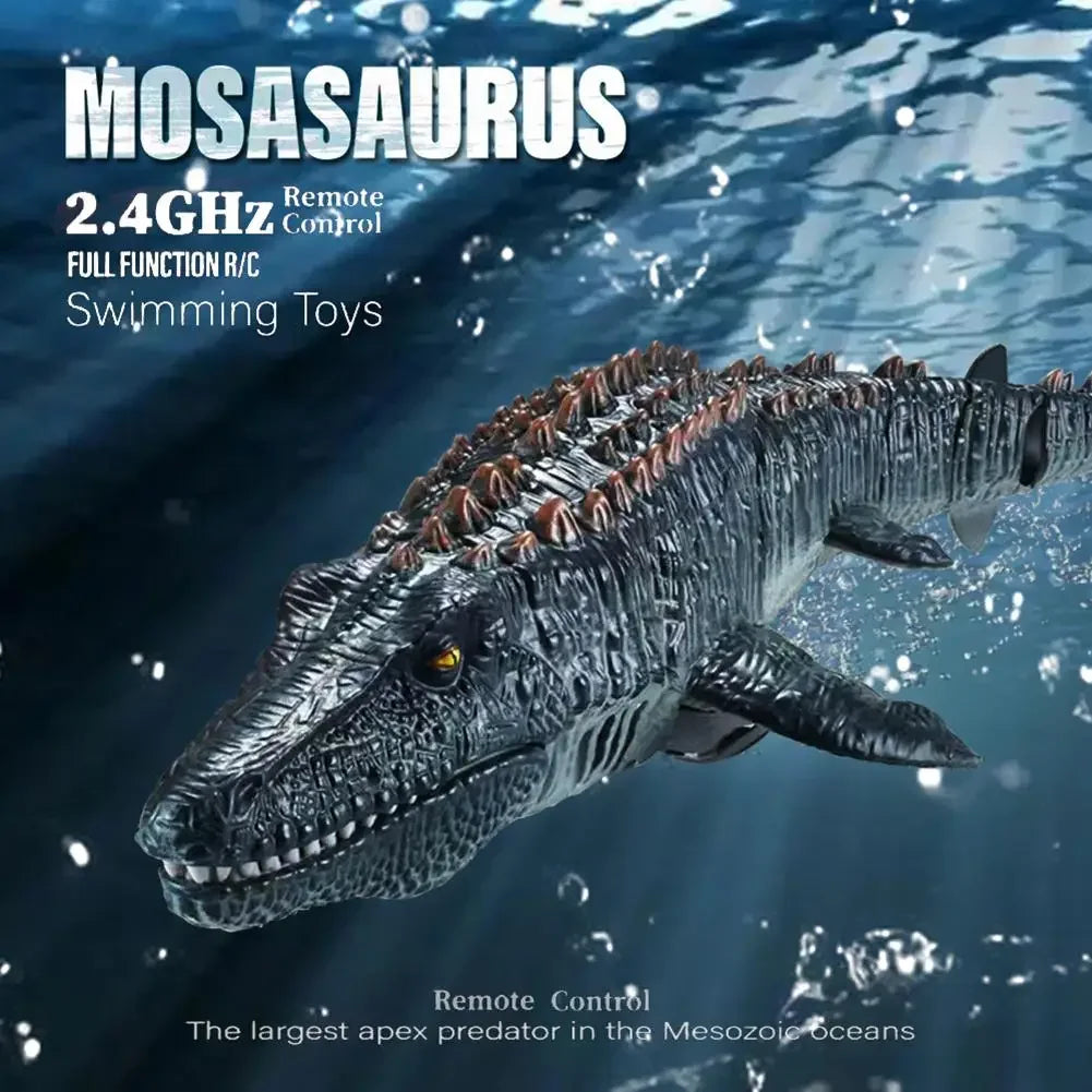 Mosasauro RC galleggiante con spruzzo d'acqua e luci
