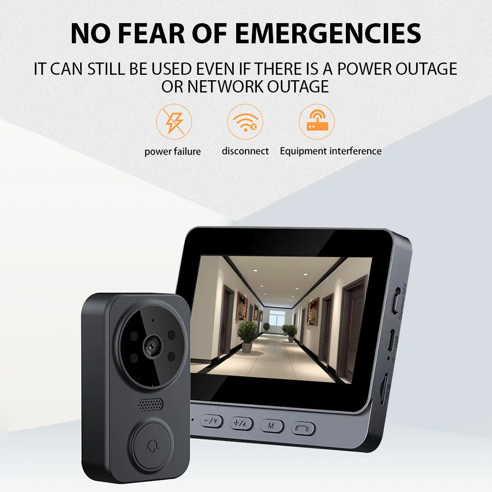 Campanello video 4,3'' IPS con interfono 2.4G wireless