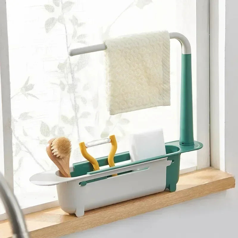 Scolapiatti per lavabo telescopico - porta spugna