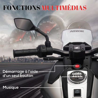 Moto elettrica per bambini — avvio con pulsante e musica