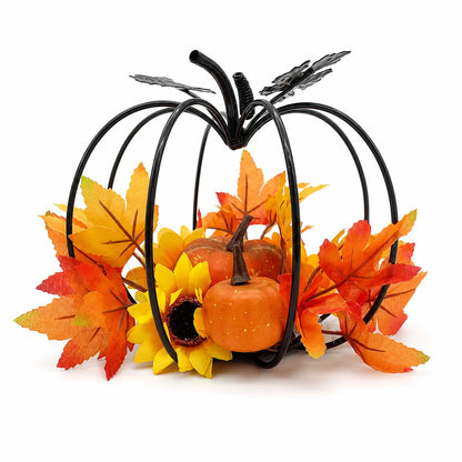 Zucca decorativa in ferro nero — stile moderno autunnale