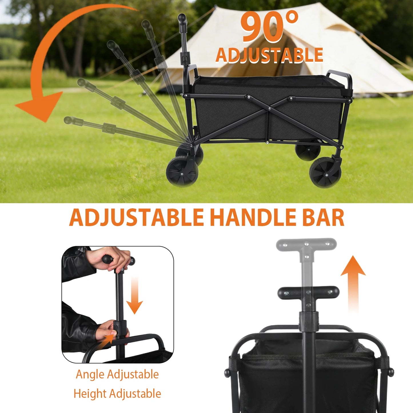 Carrello pieghevole da campeggio – 75 kg di capacità e 50L portatile per spiaggia e outdoor