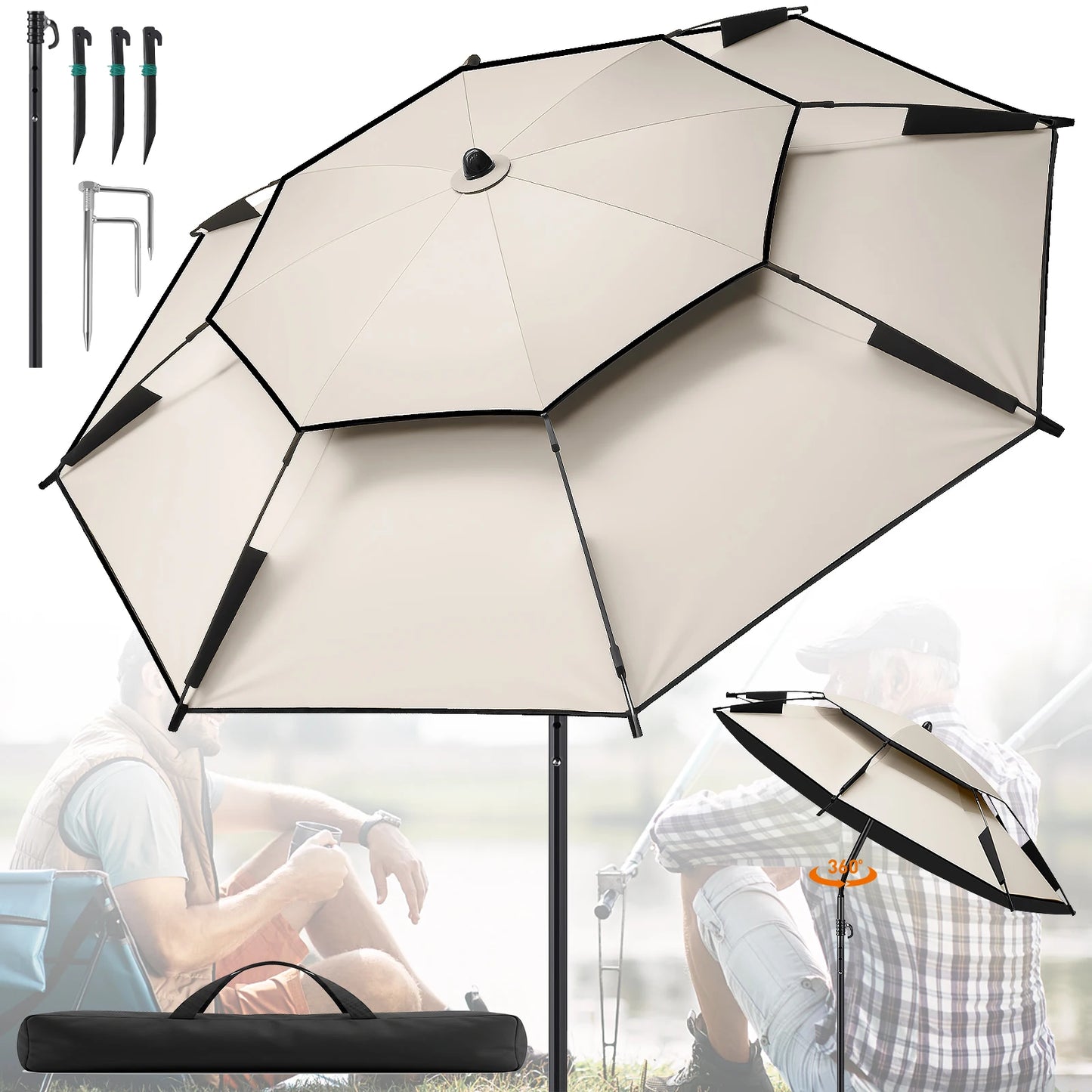 Ombrellone 220 cm con protezione UV e doppio strato