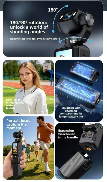 Action Camera 4K con gimbal e obiettivo 180°