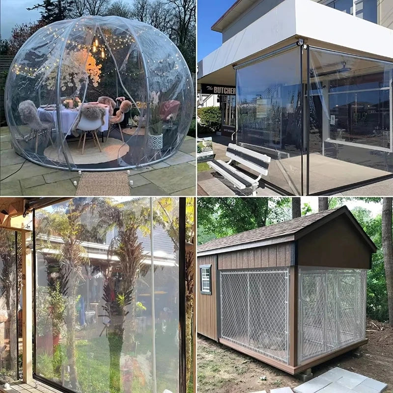 Telo in PET 0,12 mm trasparente con occhielli anti-pioggia