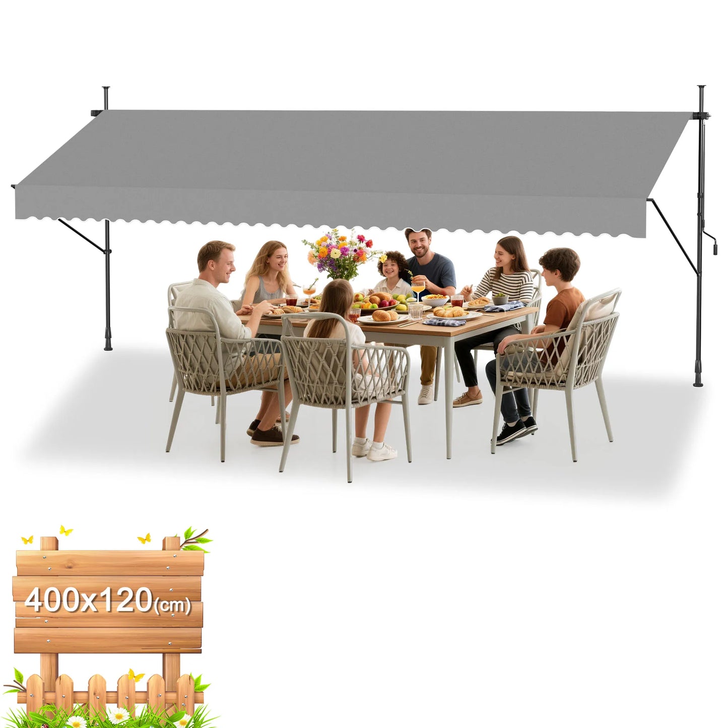 Tenda da Sole Retrattile Senza Fori – Ombra Perfetta per Balcone e Terrazza
