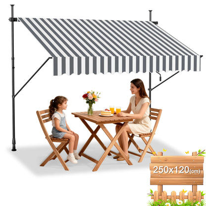 Tenda da Sole Retrattile Senza Fori – Ombra Perfetta per Balcone e Terrazza