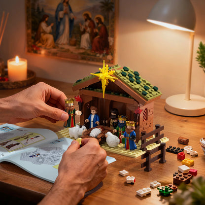 Presepe in mattoncini 281pz con personaggi e stalla