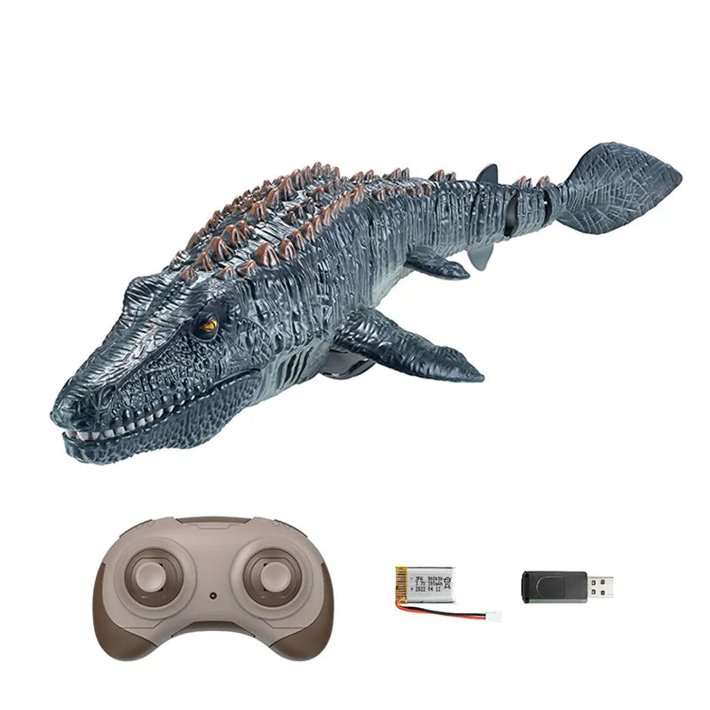 Mosasauro RC galleggiante con spruzzo d'acqua e luci
