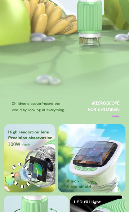 Microscopio tascabile per bambini con schermo 2,4 pollici HD