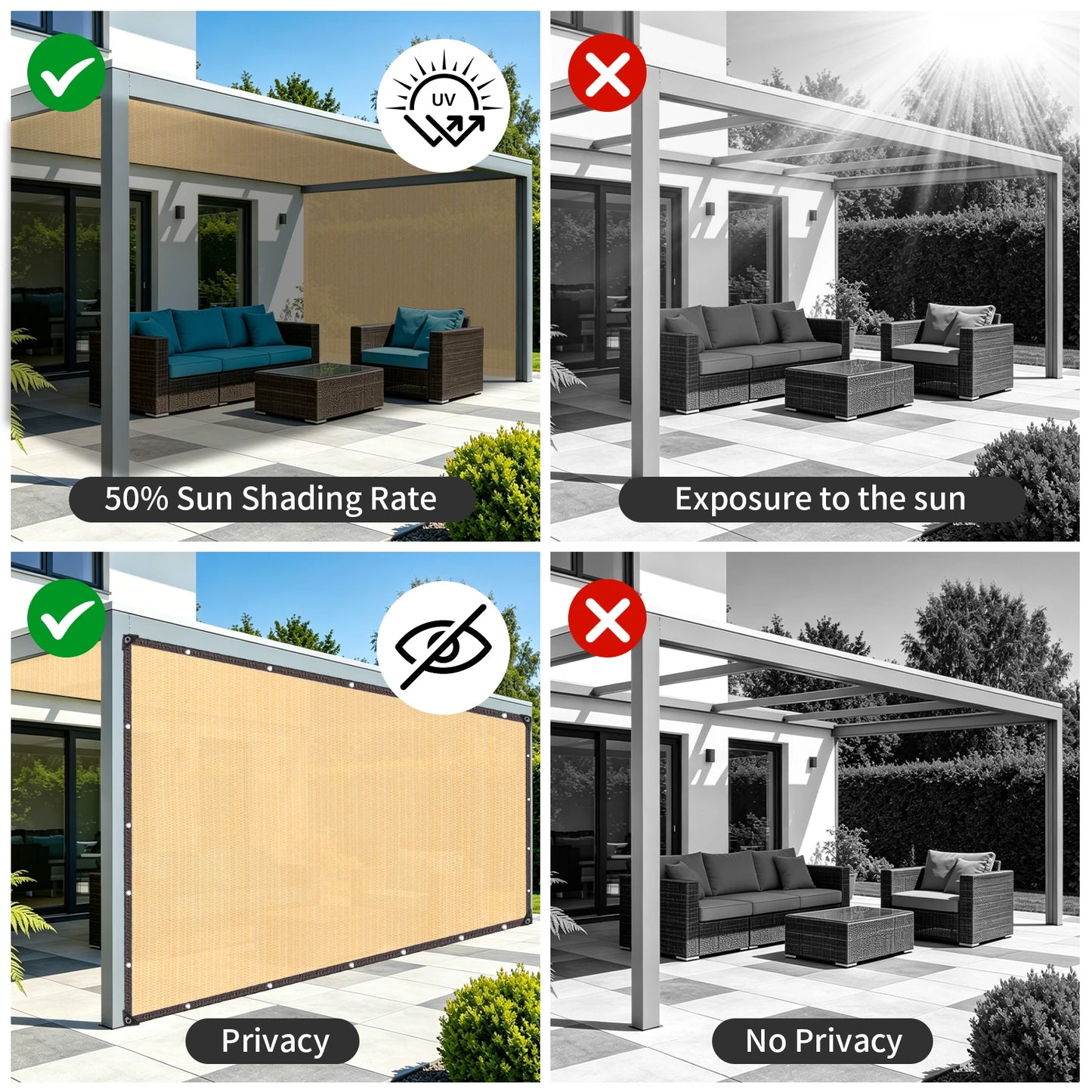 Rete ombreggiante 50% anti-UV in HDPE - nero