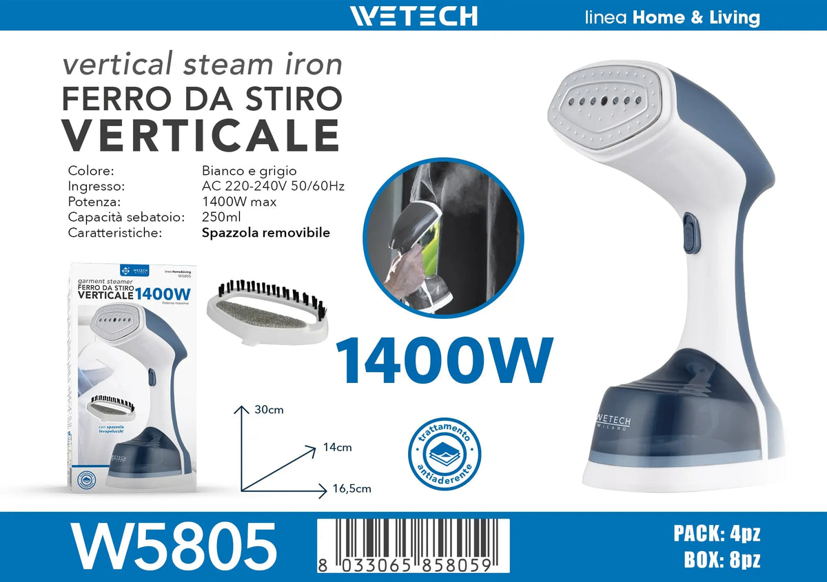 Steamer verticale W5805 1400W con piastra anti-stick