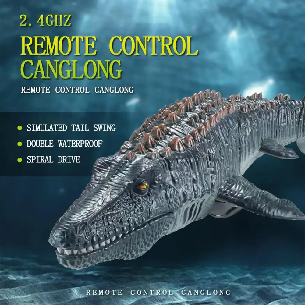 Mosasauro RC galleggiante con spruzzo d'acqua e luci