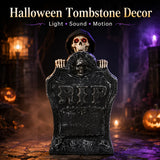Lapide scheletro Halloween con luce, suono e movimento