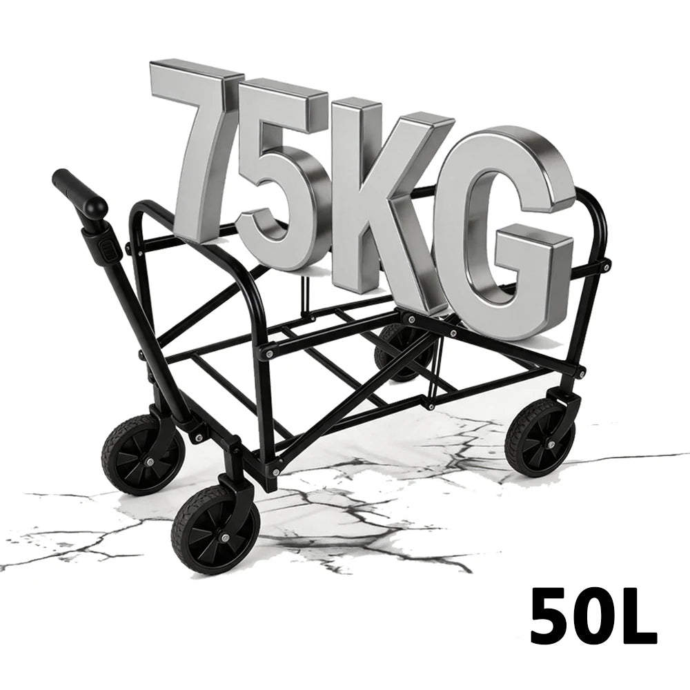 Carrello pieghevole da campeggio – 75 kg di capacità e 50L portatile per spiaggia e outdoor