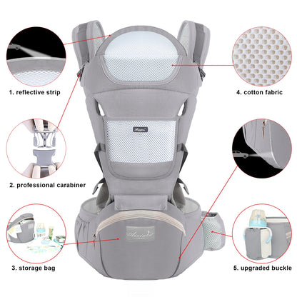 Marsupio ergonomico con sgabello da vita multiuso