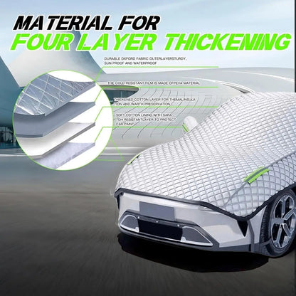 Copertura mezza per auto - parasole termico con strisce riflettenti