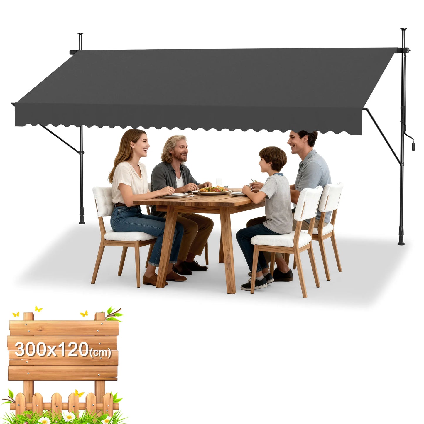 Tenda da Sole Retrattile Senza Fori – Ombra Perfetta per Balcone e Terrazza