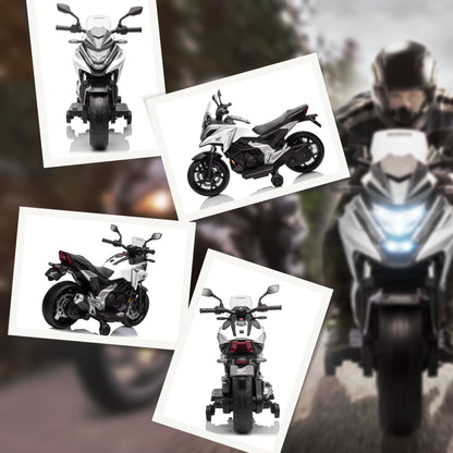 Moto elettrica per bambini — avvio con pulsante e musica