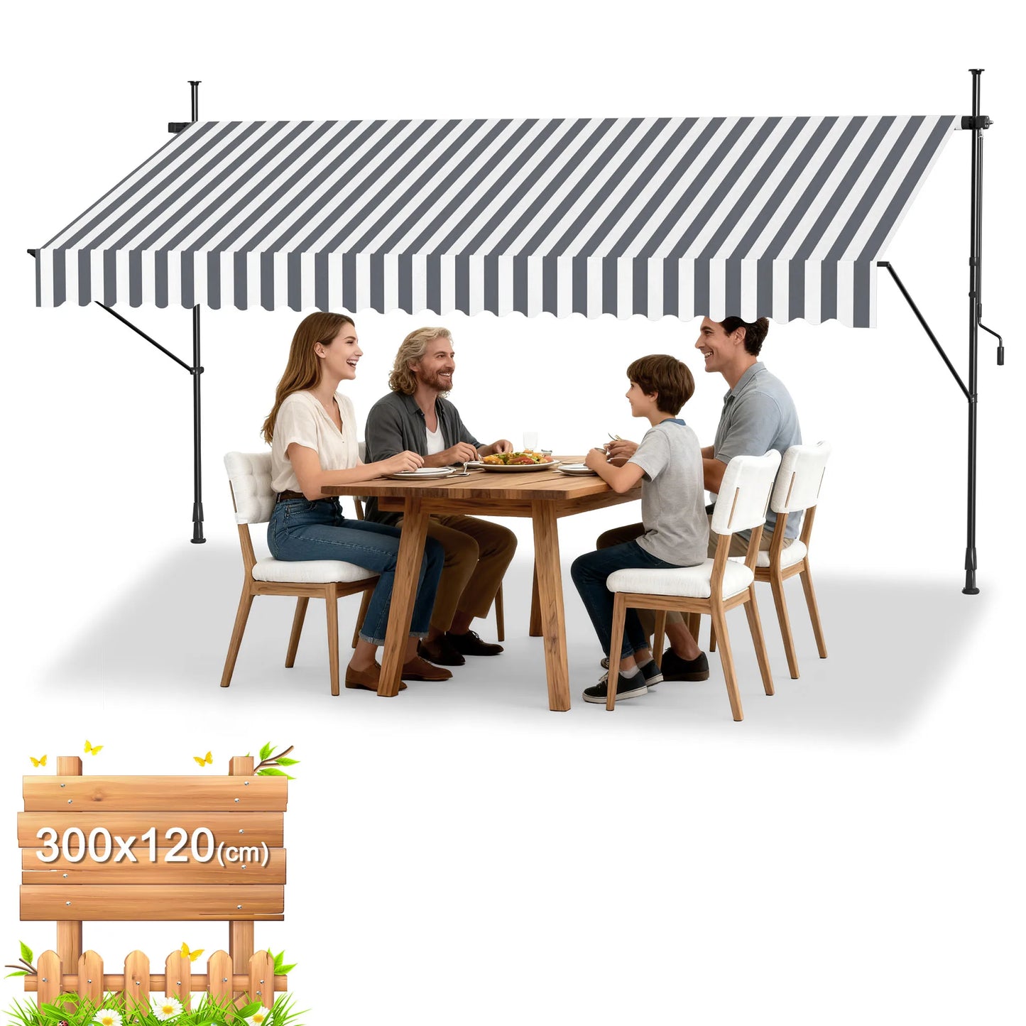 Tenda da Sole Retrattile Senza Fori – Ombra Perfetta per Balcone e Terrazza