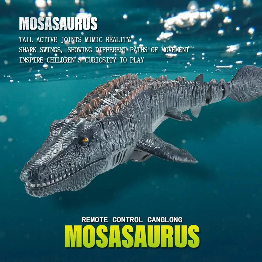 Mosasauro RC galleggiante con spruzzo d'acqua e luci